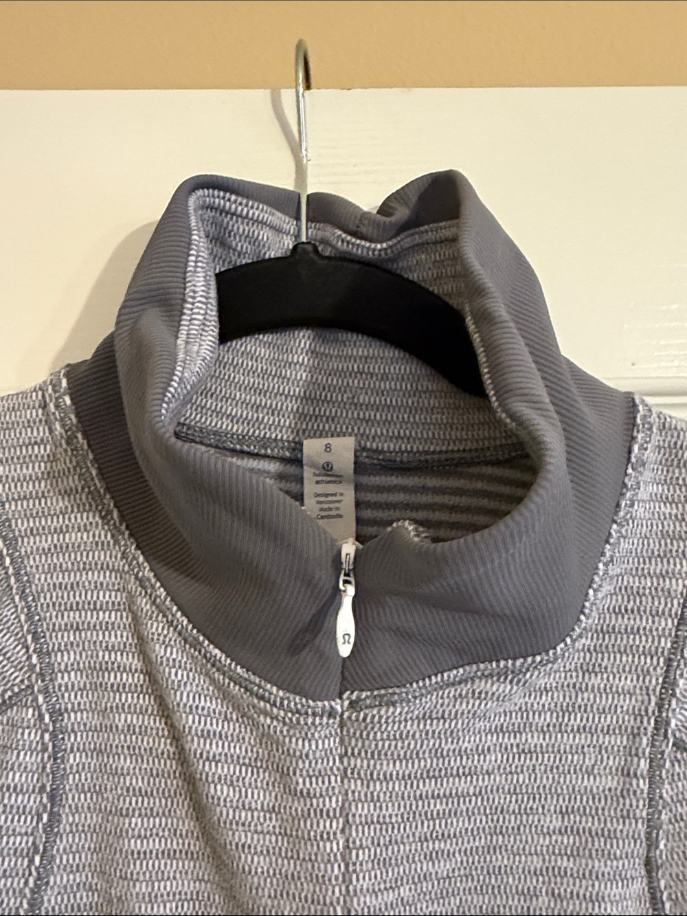 Lululemon Runderful 1/2 Zip Pullover Check Piqué White Heathered Slate Jacket - Picture 2 of 7